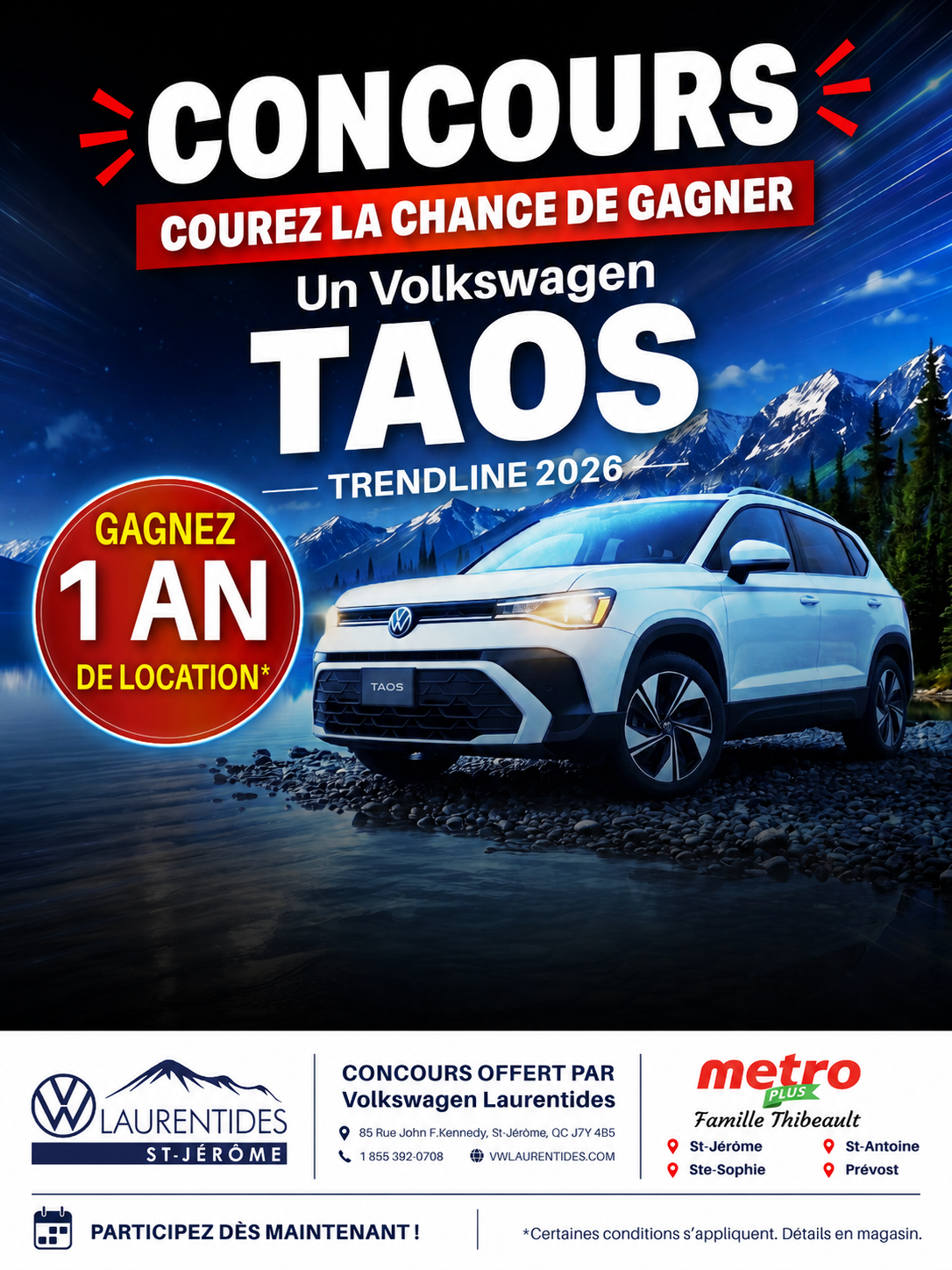Concours – Gagnez un Volkswagen Taos 2025